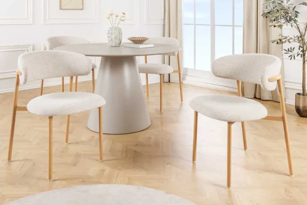 Riess-Ambiente Skandinavisch|Stühle > Design Stuhl BELFORT beige Strukturstoff Metallgestell Eiche