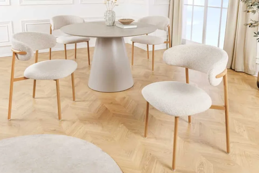 Riess-Ambiente Skandinavisch|Stühle > Design Stuhl BELFORT beige Strukturstoff Metallgestell Eiche