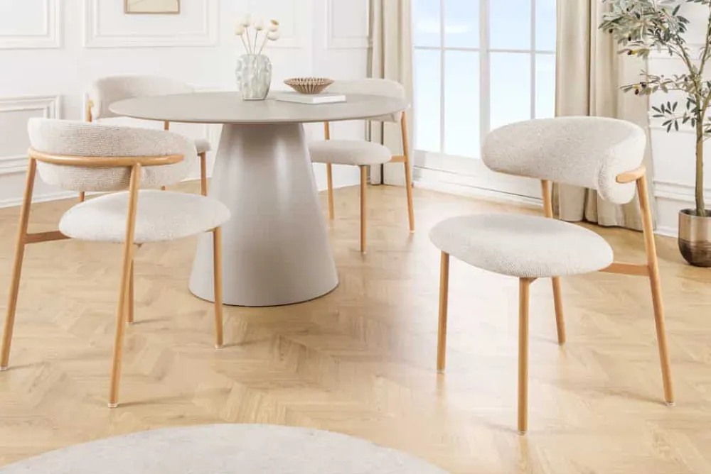 Riess-Ambiente Skandinavisch|Stühle > Design Stuhl BELFORT beige Strukturstoff Metallgestell Eiche