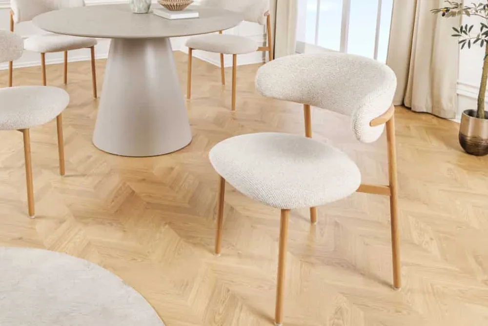 Riess-Ambiente Skandinavisch|Stühle > Design Stuhl BELFORT beige Strukturstoff Metallgestell Eiche