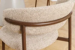 Riess-Ambiente Skandinavisch|Stühle > Design Stuhl BELFORT taupe beige Strukturstoff Metallgestell Walnuss