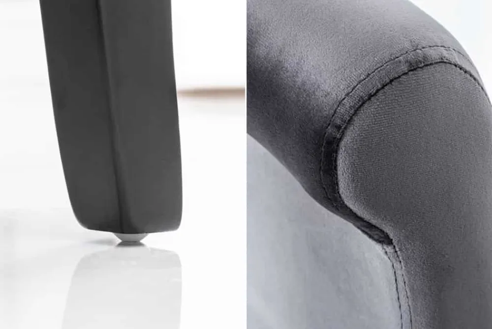 Riess-Ambiente Stühle|Samt Möbel > Design Stuhl CASA grau Samt mit Zierknöpfen Massivholzbeine