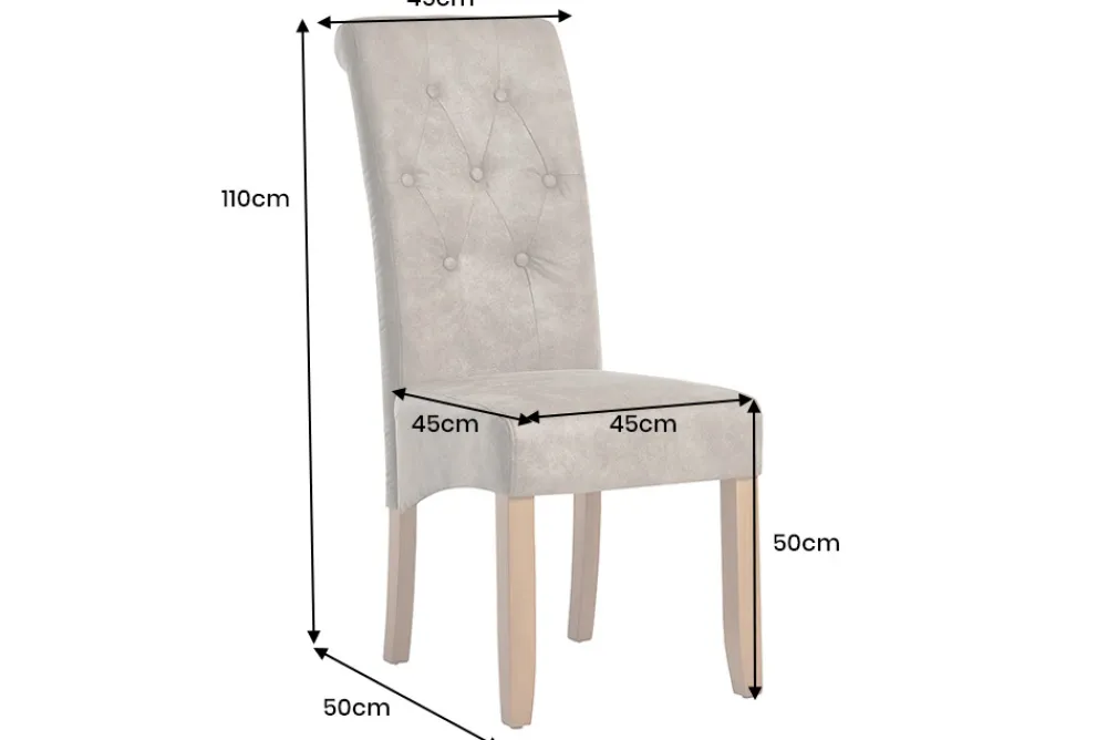 Riess-Ambiente Stühle > Design Stuhl CASA taupe Microfaser mit Zierknöpfen Massivholzbeine