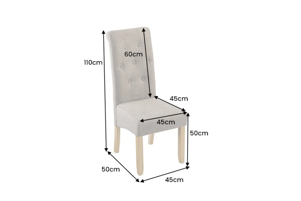 Riess-Ambiente Stühle > Design Stuhl CASA taupe Strukturstoff Massivholzbeine mit Zierknöpfen und Nackenrolle