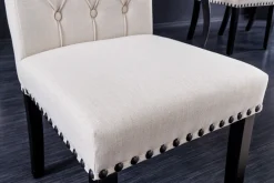 Riess-Ambiente Stühle > Design Stuhl CASTLE beige schwarz Strukturstoff Holzfüße Chesterfield