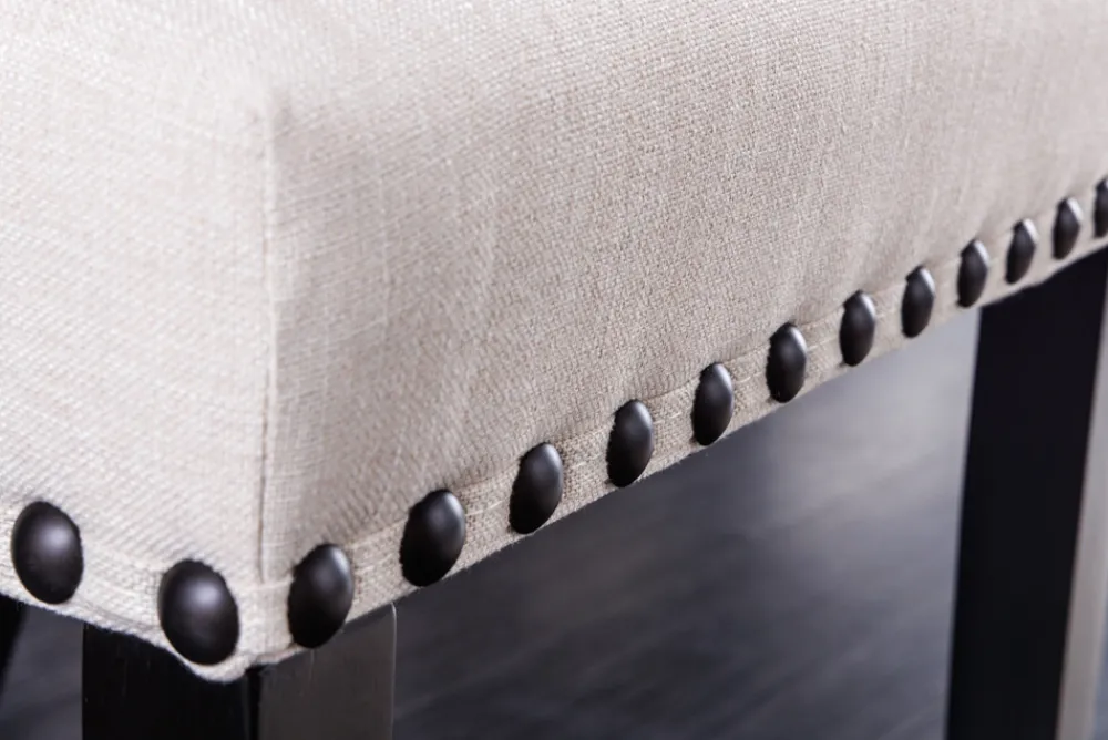 Riess-Ambiente Stühle > Design Stuhl CASTLE beige schwarz Strukturstoff Holzfüße Chesterfield