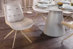 Riess-Ambiente Retro Möbel|Stühle > Design Stuhl DIVANI champagner beige Samt Metallgestell