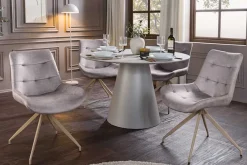 Riess-Ambiente Retro Möbel|Stühle > Design Stuhl DIVANI taupe Samt beiges Metallgestell
