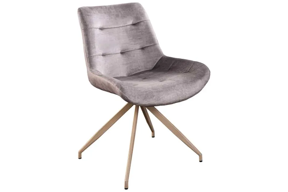 Riess-Ambiente Retro Möbel|Stühle > Design Stuhl DIVANI taupe Samt beiges Metallgestell