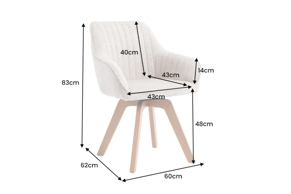 Riess-Ambiente Skandinavisch|Stühle > Design Stuhl LIVORNO beige Strukturstoff Massivholzbeine drehbar Auto-Return-Funktion