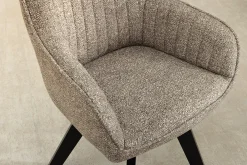 Riess-Ambiente Skandinavisch|Stühle > Design Stuhl LIVORNO taupe Strukturstoff schwarz Massivholz drehbar Auto-Return-Funktion