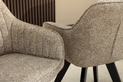 Riess-Ambiente Skandinavisch|Stühle > Design Stuhl LIVORNO taupe Strukturstoff schwarz Massivholz drehbar Auto-Return-Funktion