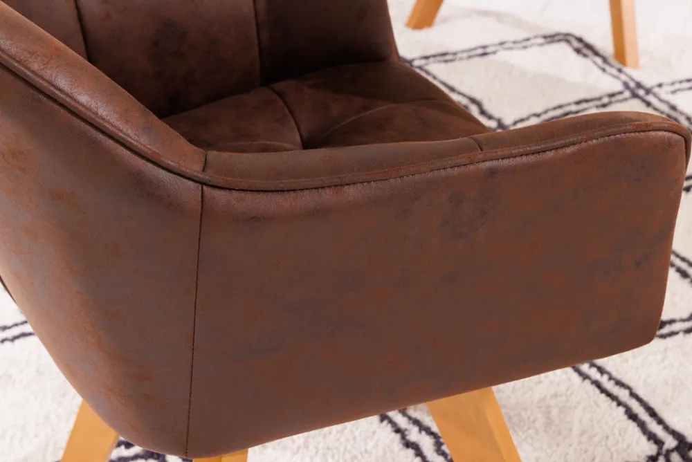 Riess-Ambiente Industrial Loft|Stühle > Design Stuhl LOFT antik braun Microfaser drehbar massiv Buchenholz mit Armlehne