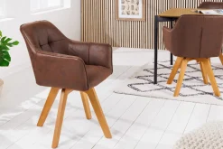 Riess-Ambiente Industrial Loft|Stühle > Design Stuhl LOFT antik braun Microfaser drehbar massiv Buchenholz mit Armlehne