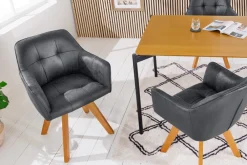 Riess-Ambiente Industrial Loft|Stühle > Design Stuhl LOFT antik grau Microfaser drehbar massiv Buchenholz mit Armlehne