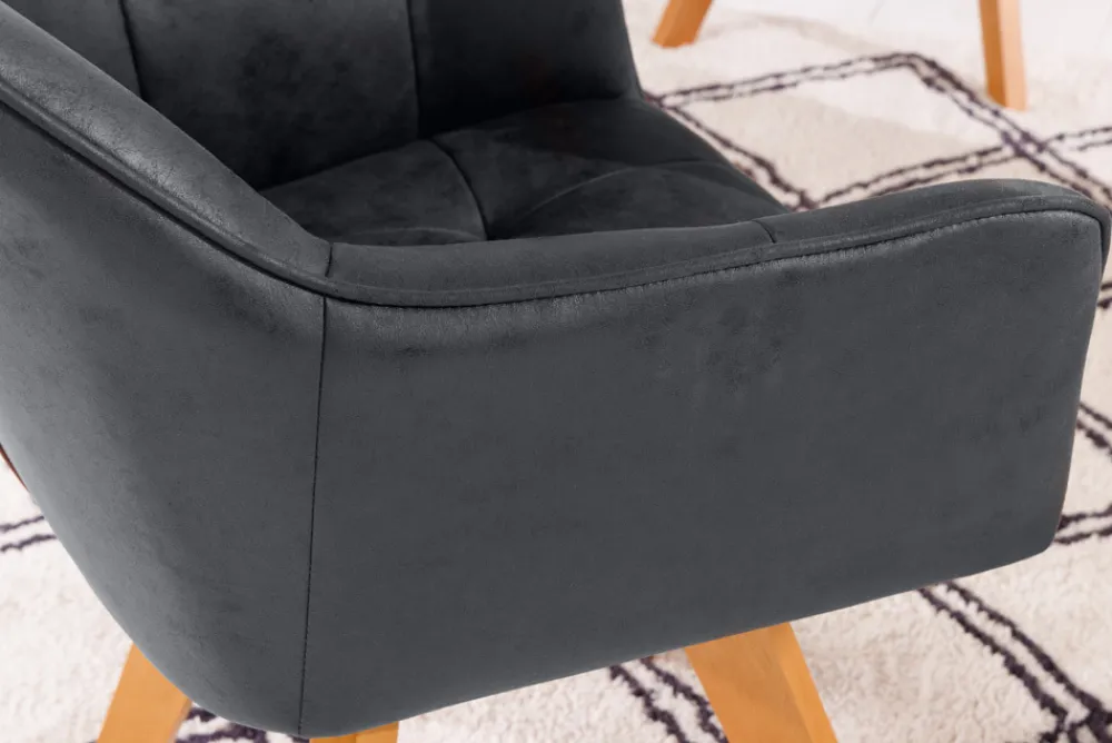 Riess-Ambiente Industrial Loft|Stühle > Design Stuhl LOFT antik grau Microfaser drehbar massiv Buchenholz mit Armlehne