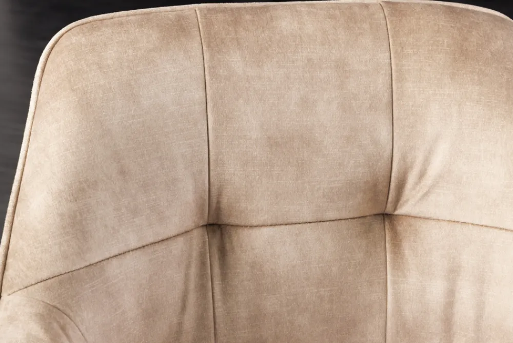 Riess-Ambiente Industrial Loft|Stühle > Design Stuhl LOFT champagner Samt drehbar Metallgestell schwarz mit Armlehne