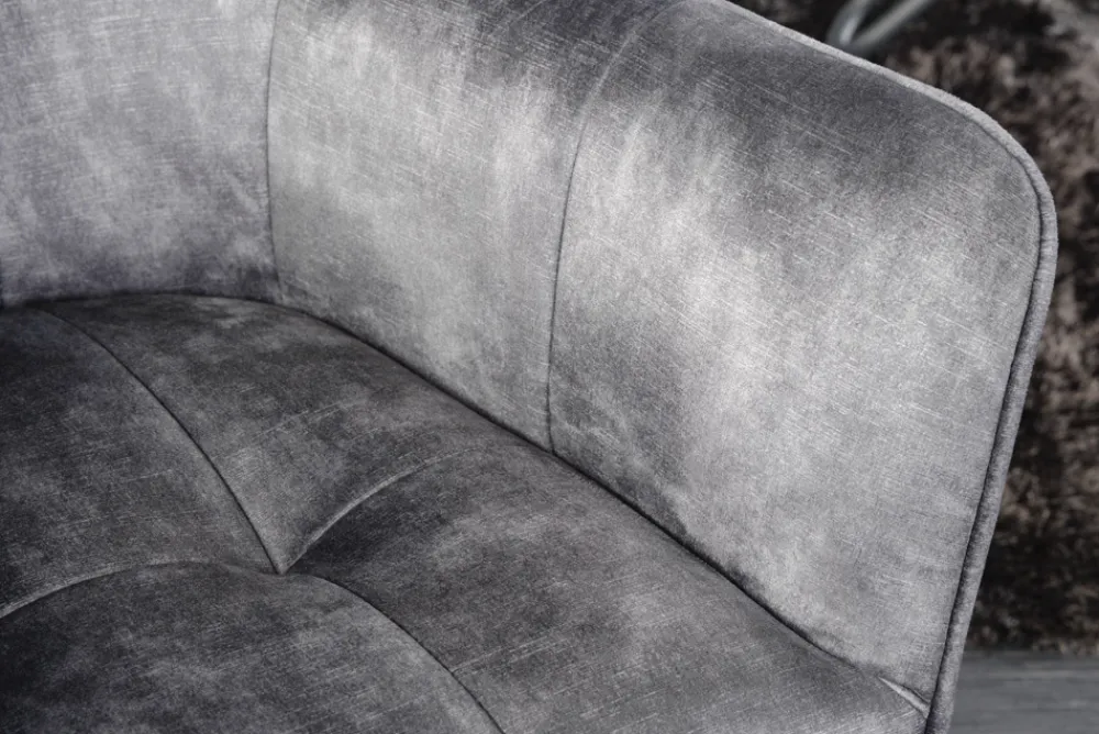 Riess-Ambiente Industrial Loft|Stühle > Design Stuhl LOFT dunkelgrau Samt drehbar Metallgestell schwarz mit Armlehne