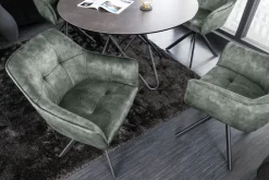 Riess-Ambiente Industrial Loft|Stühle > Design Stuhl LOFT grün Samt drehbar Metallgestell schwarz mit Armlehne