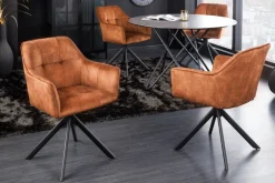 Riess-Ambiente Industrial Loft|Stühle > Design Stuhl LOFT rost braun Samt drehbar Metallgestell schwarz mit Armlehne