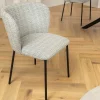 Riess-Ambiente Retro Möbel|Stühle > Design Stuhl LYON blau kariert Bouclé schwarze Metallbeine