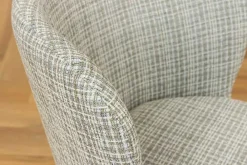 Riess-Ambiente Retro Möbel|Stühle > Design Stuhl LYON blau kariert Bouclé schwarze Metallbeine