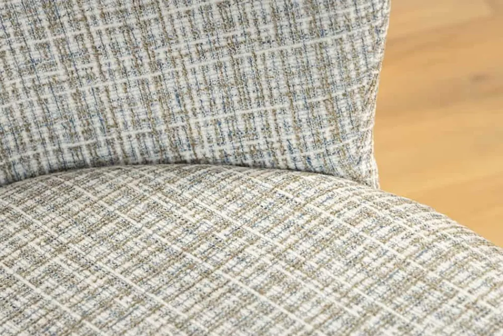 Riess-Ambiente Retro Möbel|Stühle > Design Stuhl LYON blau kariert Bouclé schwarze Metallbeine