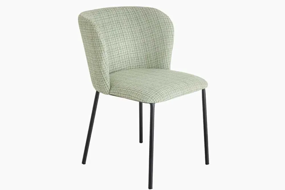 Riess-Ambiente Retro Möbel|Stühle > Design Stuhl LYON grün-rosa kariert Bouclé schwarze Metallbeine