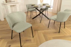 Riess-Ambiente Skandinavisch|Retro Möbel > Design Stuhl LYON mint Cord schwarze Metallbeine