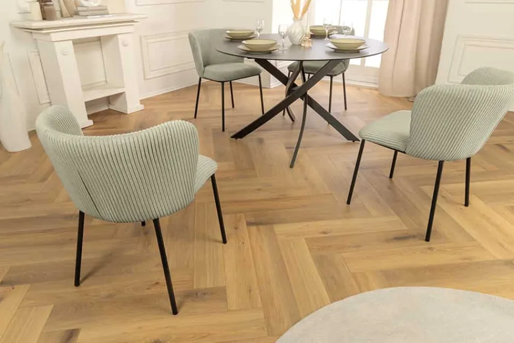 Riess-Ambiente Skandinavisch|Retro Möbel > Design Stuhl LYON mint Cord schwarze Metallbeine