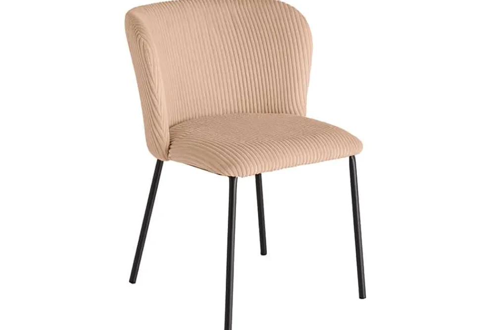 Riess-Ambiente Skandinavisch|Retro Möbel > Design Stuhl LYON rosa Cord schwarze Metallbeine