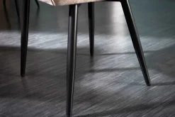 Riess-Ambiente Stühle|Samt Möbel > Design Stuhl MILANO champagner beige Samt mit Armlehne gepolstert schwarze Metallbeine