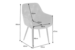 Riess-Ambiente Stühle|Samt Möbel > Design Stuhl MILANO grün Samt mit Armlehne Ziersteppung gepolstert schwarze Metallbeine