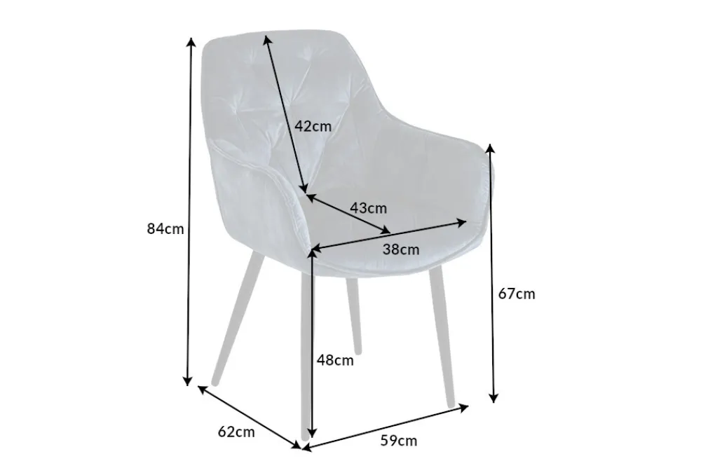 Riess-Ambiente Stühle|Samt Möbel > Design Stuhl MILANO petrol Samt mit Armlehne Ziersteppung gepolstert schwarze Metallbeine