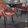 Riess-Ambiente Stühle|Samt Möbel > Design Stuhl MILANO rost braun Samt mit Armlehne Ziersteppung gepolstert schwarze Metallbeine