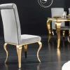 Riess-Ambiente Stühle|Samt Möbel > Design Stuhl MODERN BAROCK grau Samt goldene Stuhlbeine