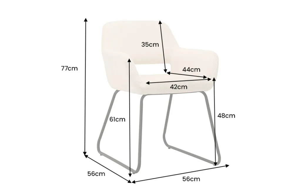 Riess-Ambiente Retro Möbel|Stühle > Design Stuhl MUSTANG beige Cord mit Armlehne schwarz Metallgestell
