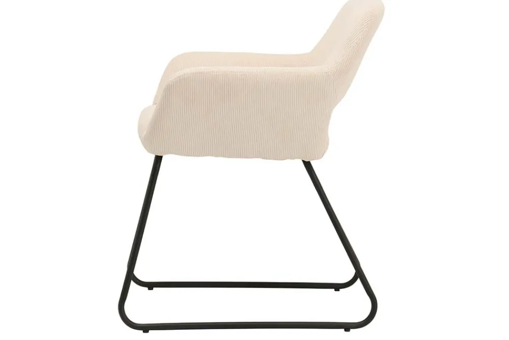 Riess-Ambiente Retro Möbel|Stühle > Design Stuhl MUSTANG beige Cord mit Armlehne schwarz Metallgestell