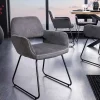 Riess-Ambiente Retro Möbel|Industrial Loft > Design Stuhl MUSTANG grau Cord mit Armlehne schwarz Metall