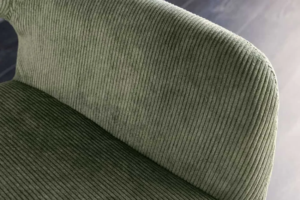 Riess-Ambiente Retro Möbel|Stühle > Design Stuhl MUSTANG grün Cord mit Armlehne schwarz Metallgestell