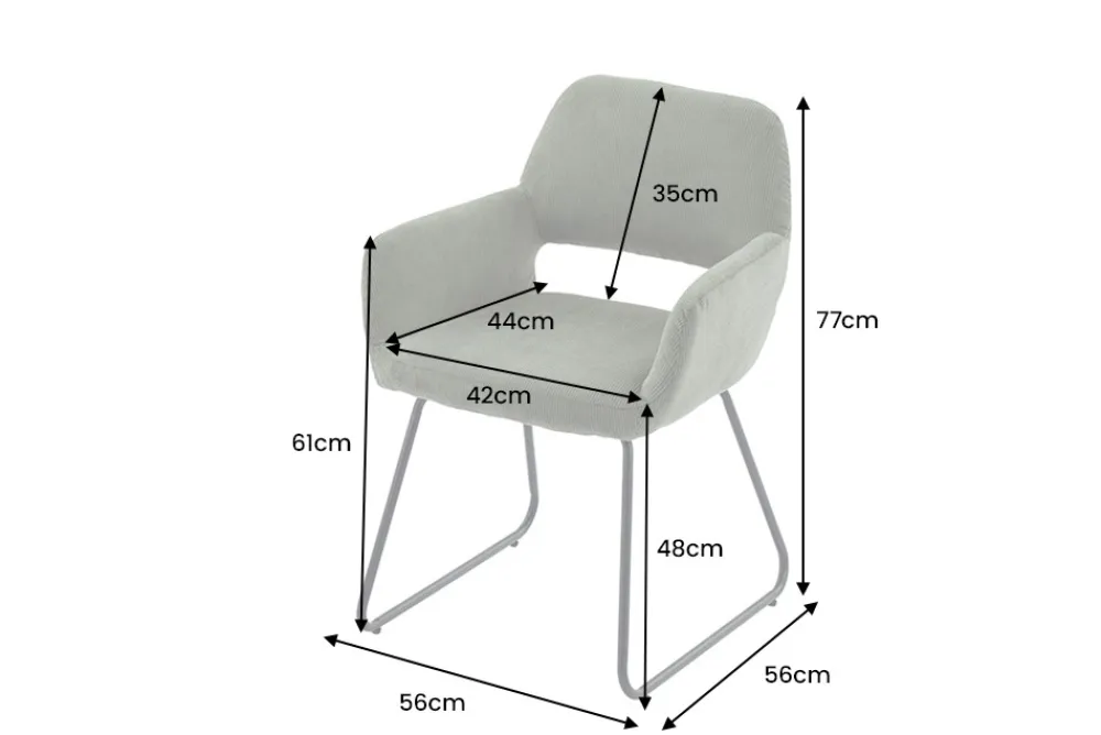 Riess-Ambiente Retro Möbel|Stühle > Design Stuhl MUSTANG grün Cord mit Armlehne schwarz Metallgestell