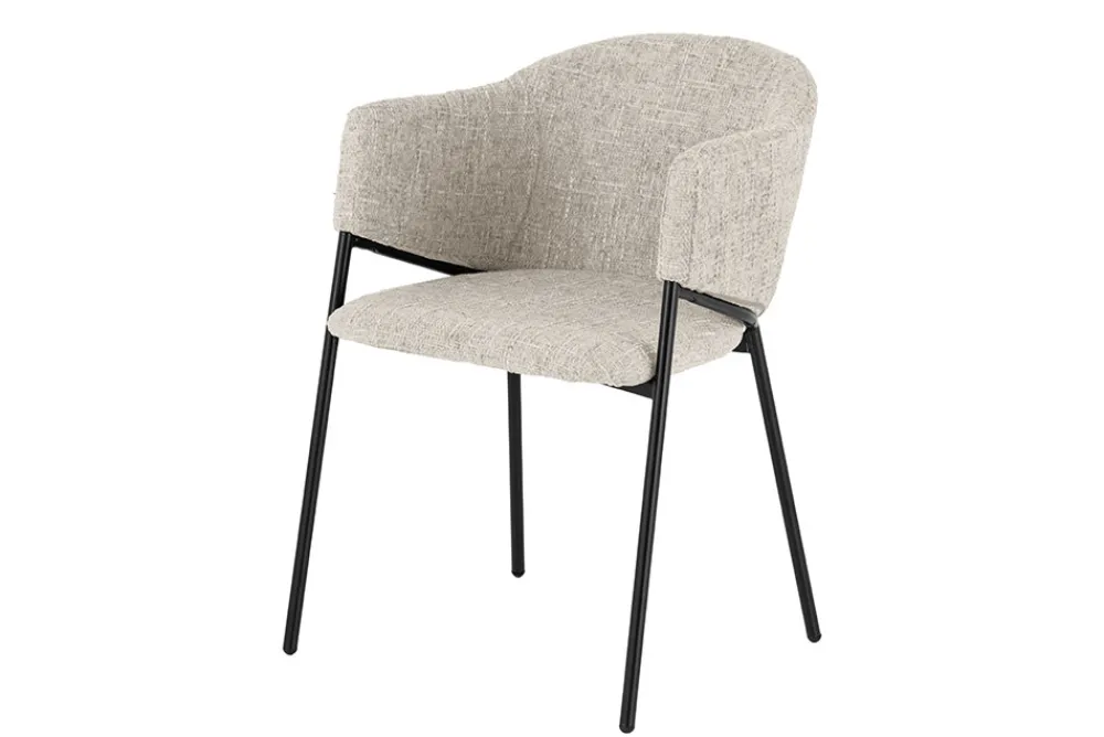 Riess-Ambiente Retro Möbel|Stühle > Design Stuhl NOBLESSE beige Chenille schwarzes Metallgestell