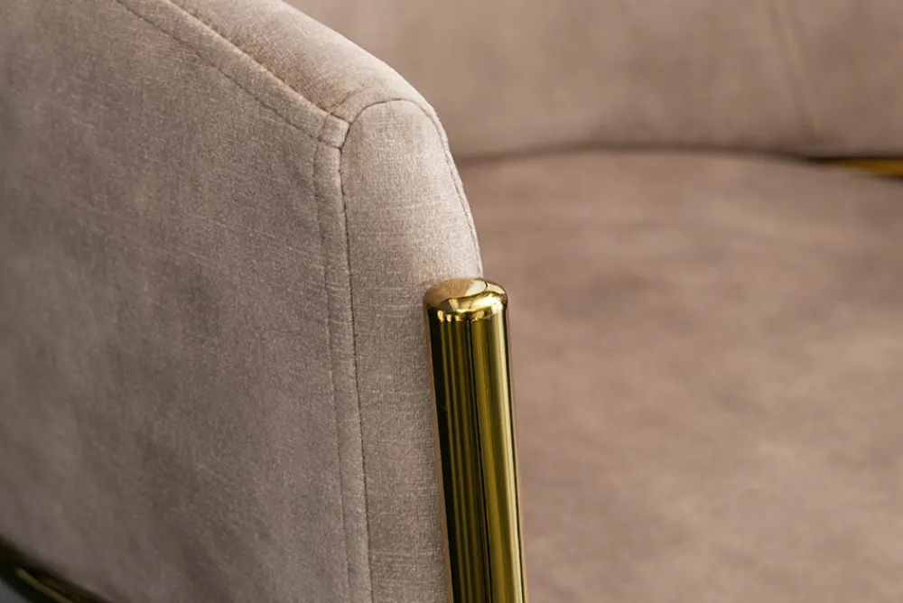 Riess-Ambiente Retro Möbel|Stühle > Design Stuhl NOBLESSE champagner beige Samt golden verchromtes Metallgestell