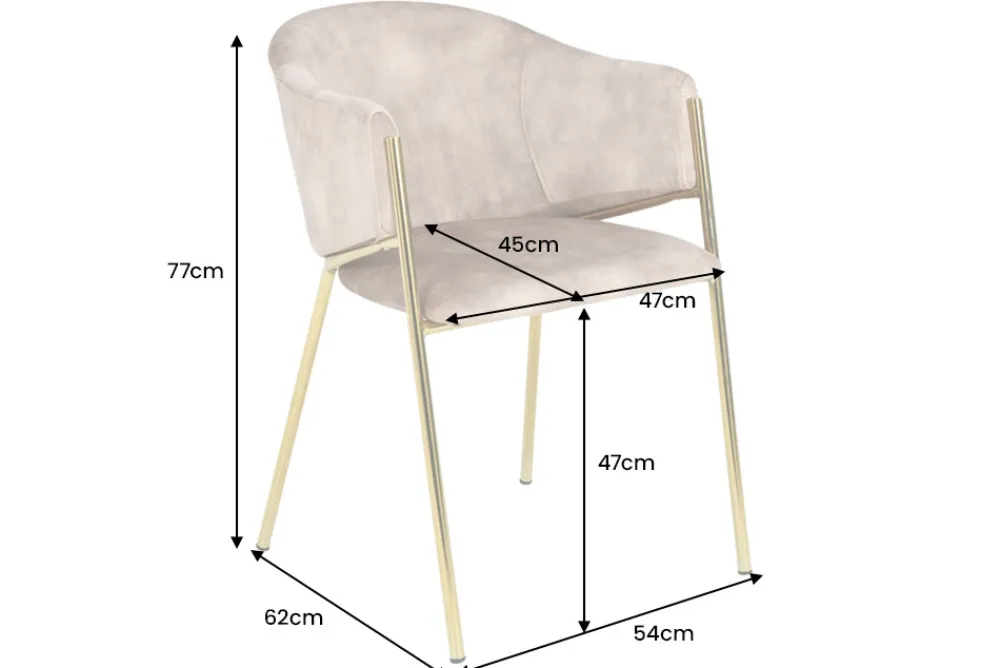 Riess-Ambiente Retro Möbel|Stühle > Design Stuhl NOBLESSE champagner beige Samt golden verchromtes Metallgestell