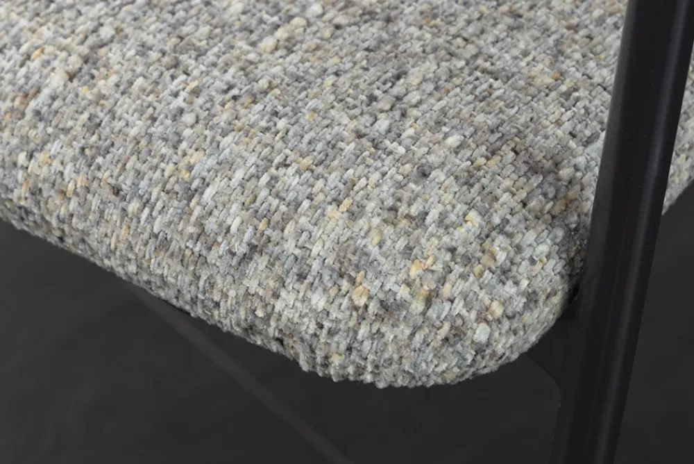 Riess-Ambiente Retro Möbel|Stühle > Design Stuhl NOBLESSE grau Chenille schwarzes Metallgestell