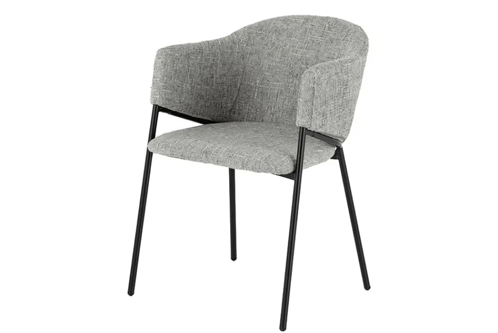 Riess-Ambiente Retro Möbel|Stühle > Design Stuhl NOBLESSE grau Chenille schwarzes Metallgestell