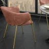 Riess-Ambiente Retro Möbel|Stühle > Design Stuhl NOBLESSE rosé Samt golden verchromtes Metallgestell Retro-Look