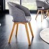 Riess-Ambiente Skandinavisch|Retro Möbel > Design Stuhl NORDIC STAR grau Strukturstoff Massivholz mit Armlehne gepolstert
