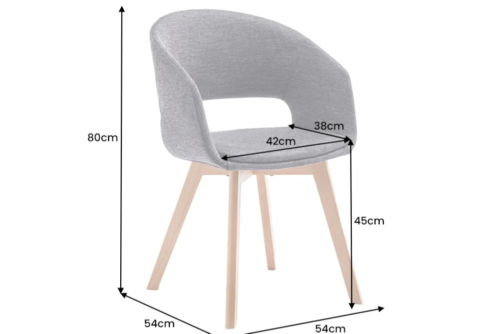 Riess-Ambiente Skandinavisch|Retro Möbel > Design Stuhl NORDIC STAR grau Strukturstoff Massivholz mit Armlehne gepolstert