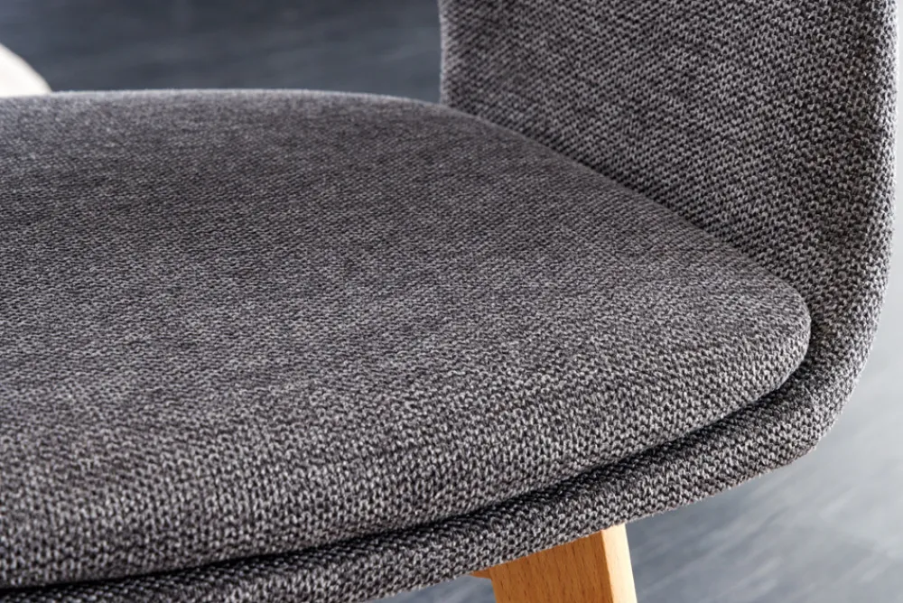 Riess-Ambiente Skandinavisch|Retro Möbel > Design Stuhl NORDIC STAR grau Strukturstoff Massivholz mit Armlehne gepolstert